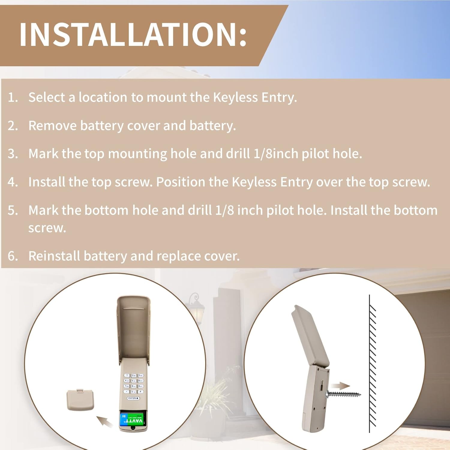 Feikeer CMXZDCG440 – Teclado universal para abridor de puerta de garaje Craftsman, liftmaster, Chamberlain con botón de aprendizaje rojonaranja,