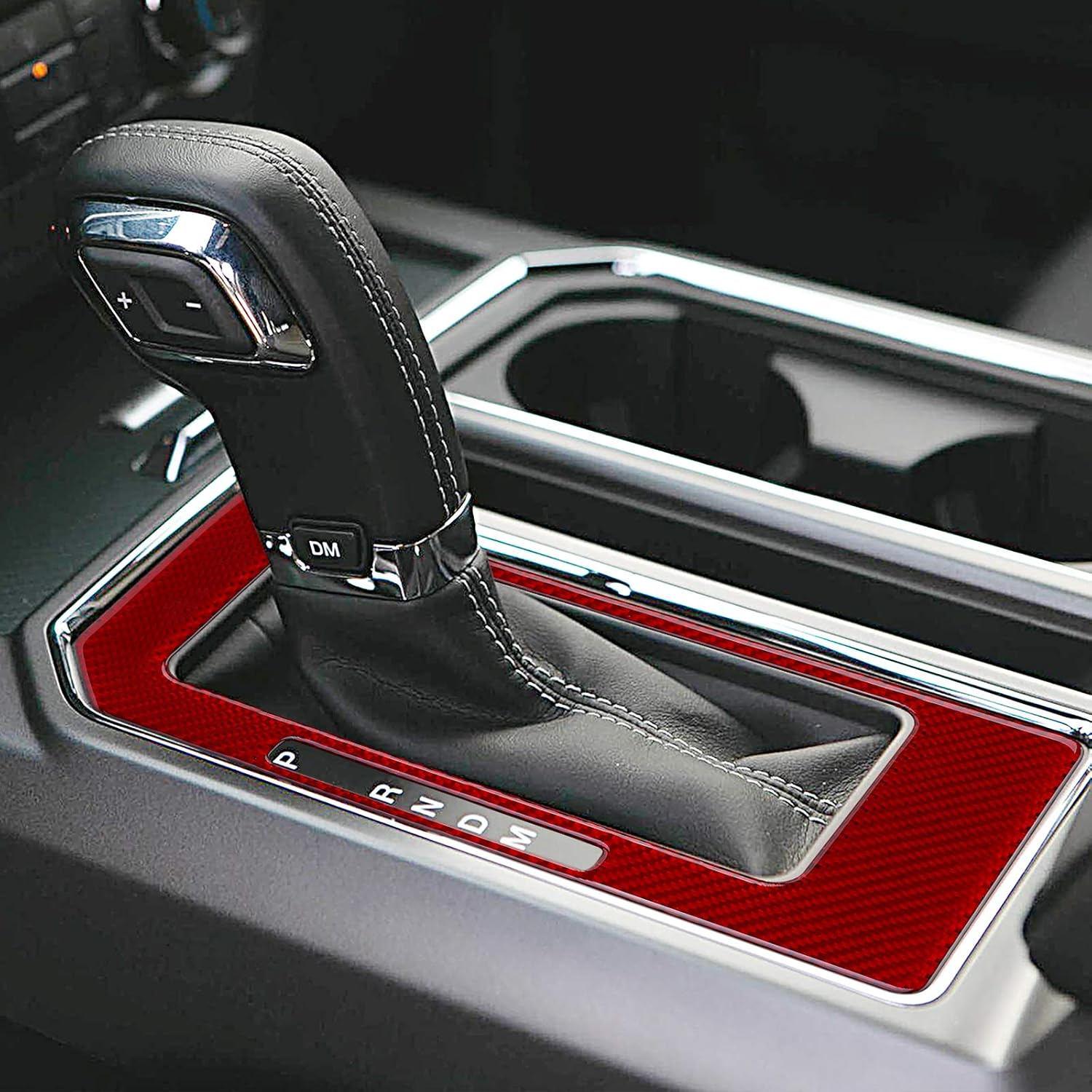 LANZMYAN Compatible con caja de cambios de marchas adhesivo de fibra de carbono para caja de cambios, accesorios interiores para Ford F150 2015 2016