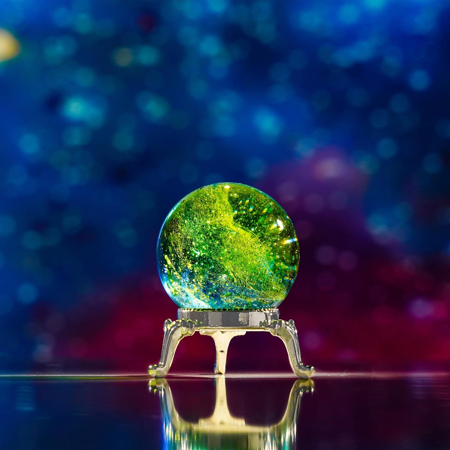 Bola de cristal verde de 1.575 pulgadas con soporte de cristal curativo para decoración del día de San Valentín