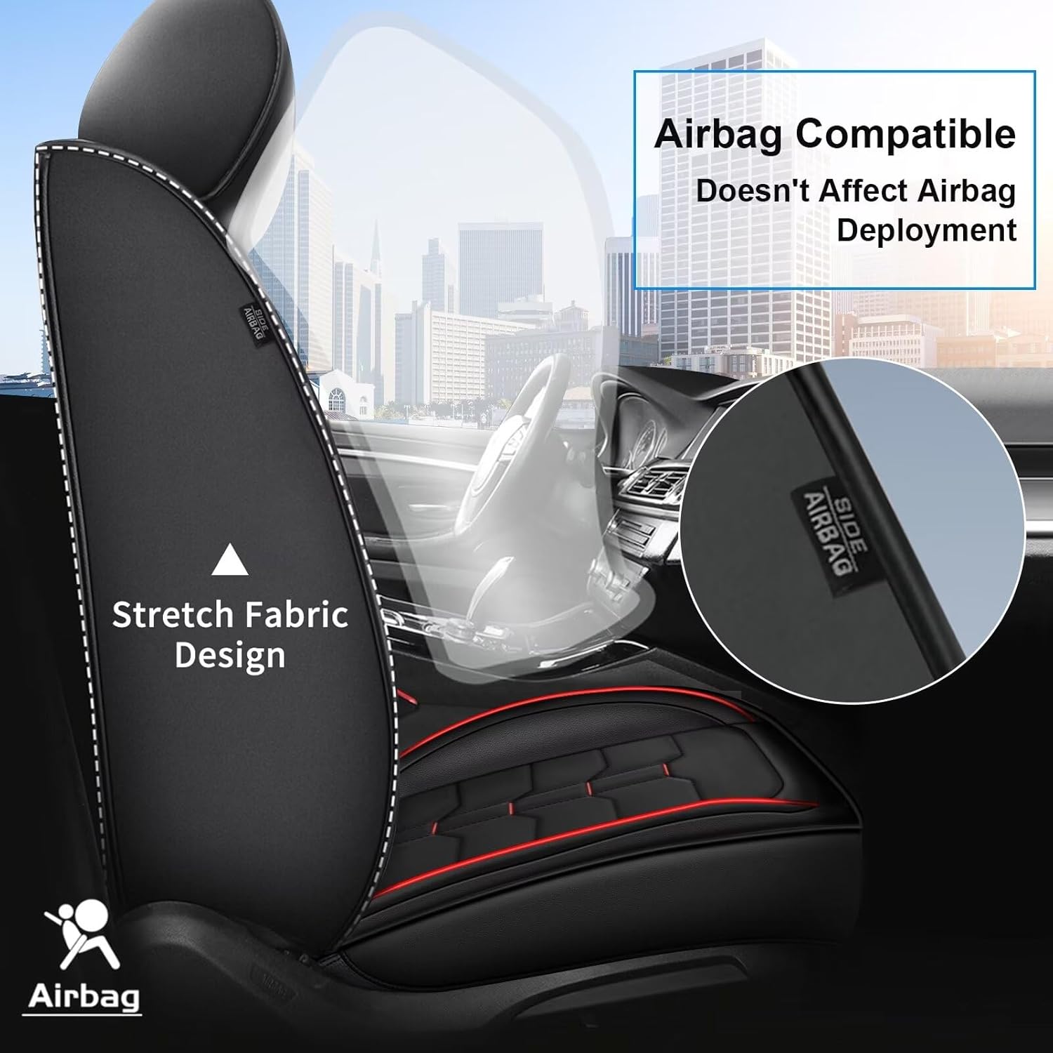 2 fundas de asiento delantero de automóvil para Mazda CX-5 2013-2024, funda de asiento de piel sintética, impermeable, protector de cojín de asiento