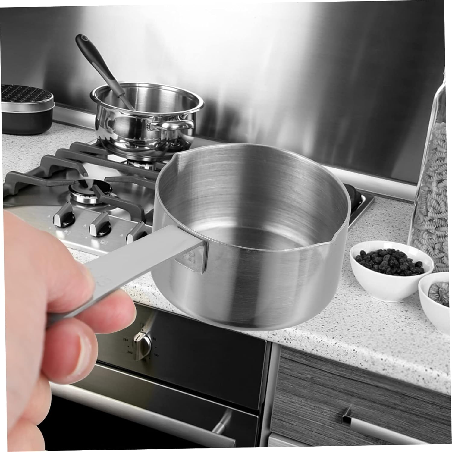 Ollas de cocina Herramienta Crema Leche Mini Calentador de Mantequilla Cazo de Acero Pequeño Utensilios de Cocina Cuchara Medidora Mini Cuchara de