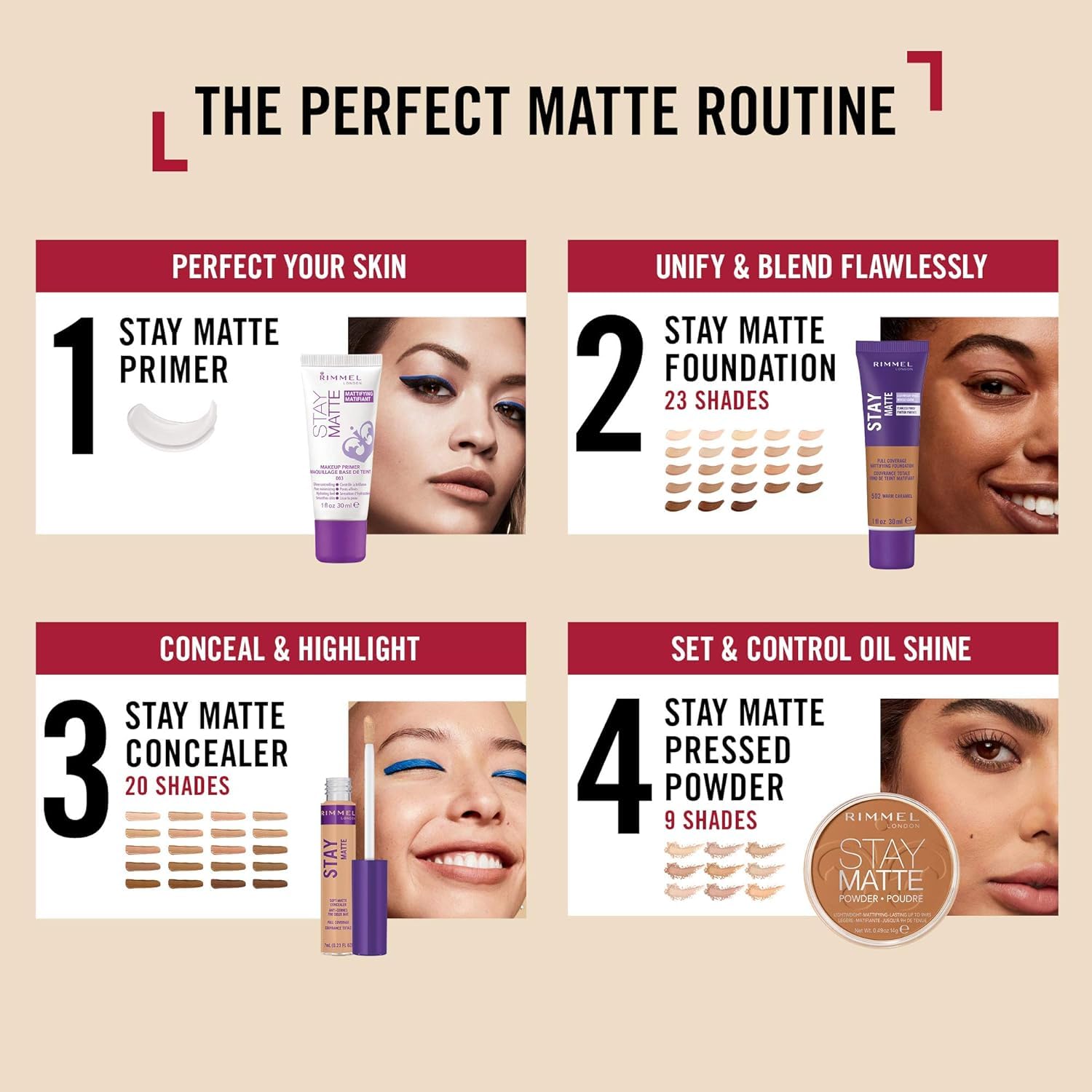 Rimmel London Stay Matte – 512 Amber – Corrector, 24 horas de uso, control de brillo, combate los radicales libres, 0.23 onzas
