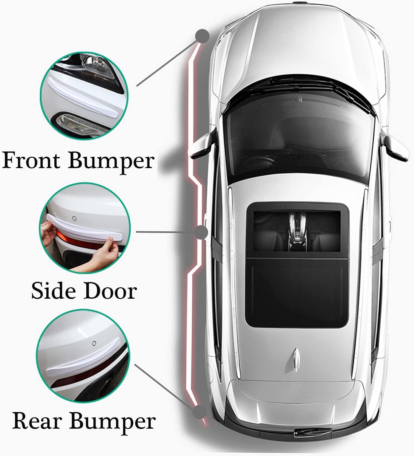 Paquete de 2 protectores universales para puerta de automóvil con amortiguación de PVC suave, tiras protectoras de parachoques de automóvil, tiras