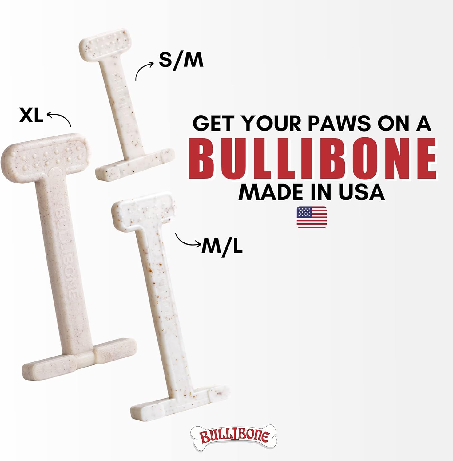 Bullibone Hueso de juguete de nailon para masticar para perros, mejora la higiene dental, parte inferior fácil de agarrar e impregnado de sabor