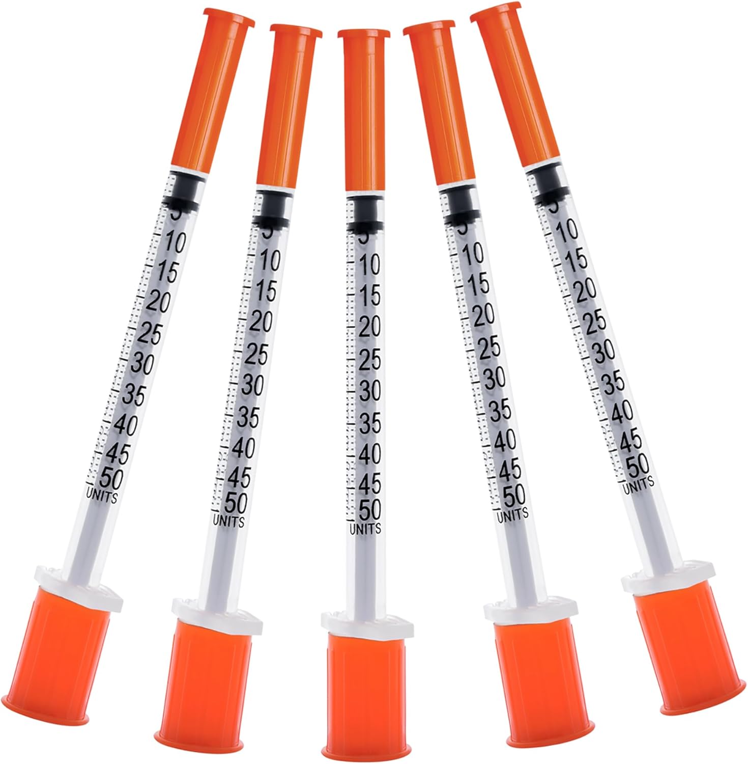 Jeringa 31G de 0.5cc 14 pulgada (0.236 in) con aguja, envuelta individualmente, paquete de 100