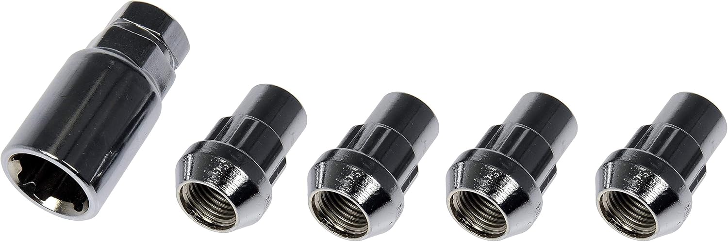 Dorman 712-628 Wheel Nut Lock Chrome Acorn Set M14-1.50 Compatible with Select Chevrolet  GMC Models, 5 Piece Set