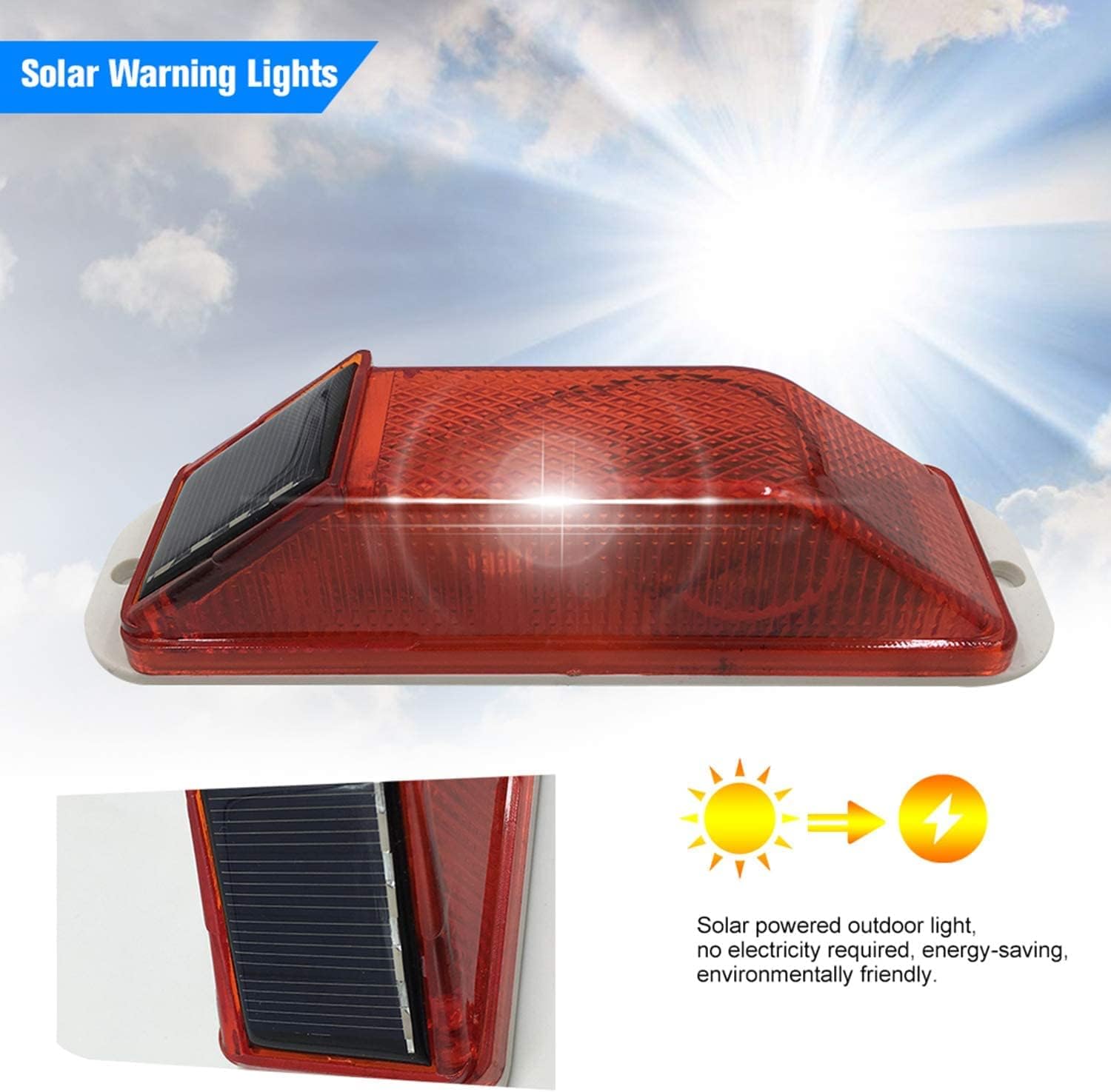 Semáforo, 2 unidades, luz solar estroboscópica de advertencia, lámpara LED intermitente de emergencia sensible, súper brillante, IP54, impermeable,