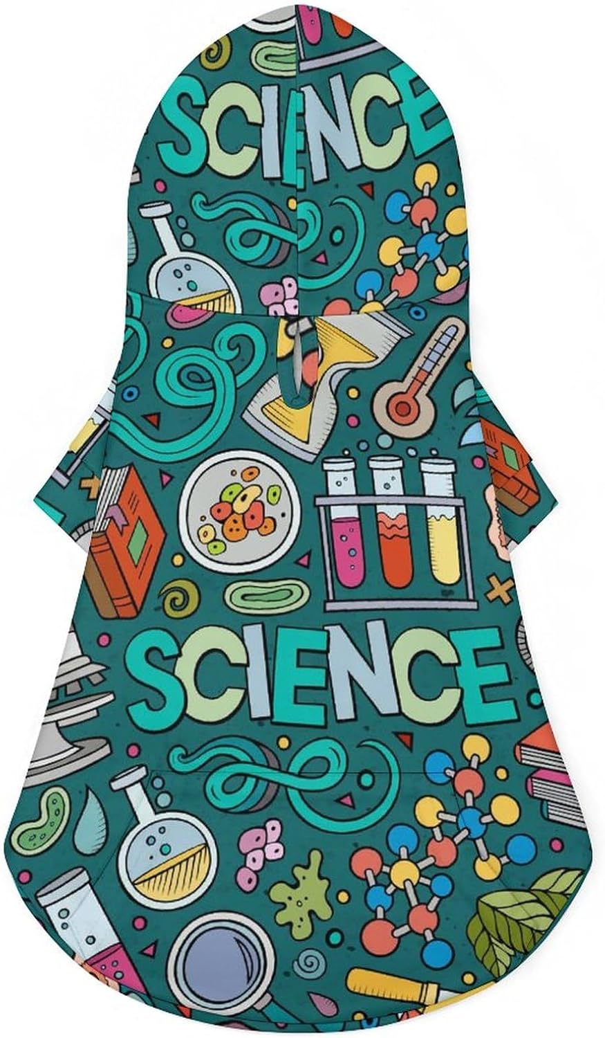 Physics Biochemistry Science Dog Hoodie Hooded Sweatshirt Pet Clothes with Hat for Small Puppy and Cats
