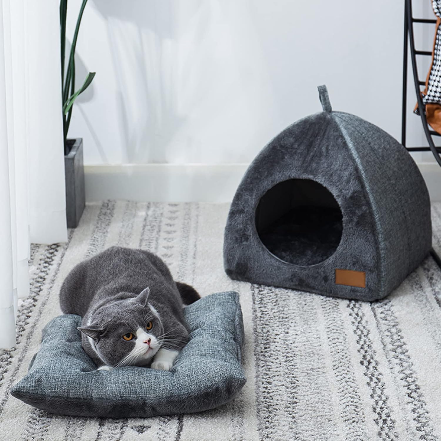GUCABE Refugio cálido para gatos  Casa para gatos al aire libre en invierno, camas suaves y autocalentables para gatitos, cama para gatos de