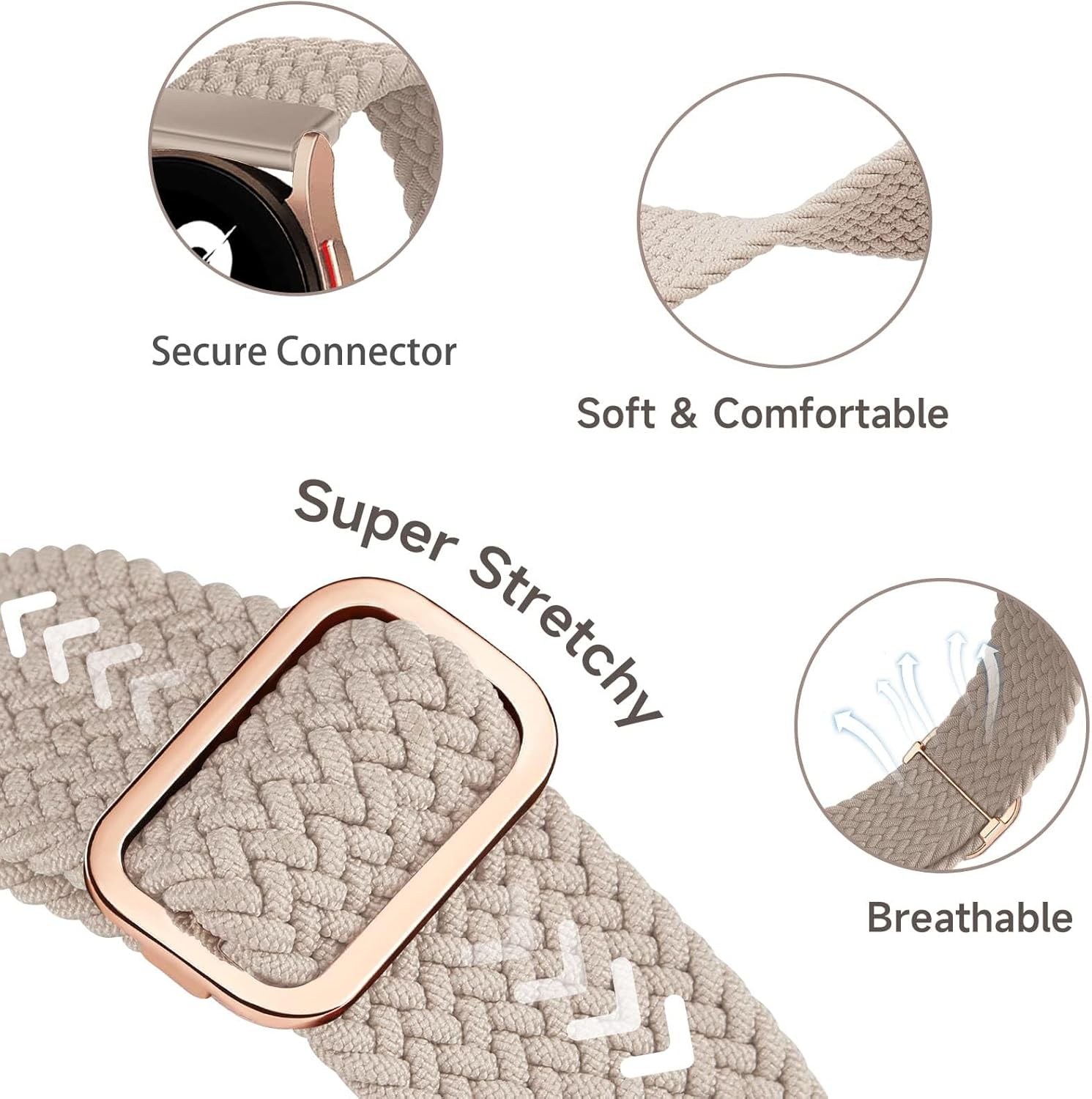 Correas trenzadas de 0.77 pulgadas para Samsung Galaxy Watch 654 de 1.57 pulgadas, 1.73 pulgadas, Galaxy Watch 6 Classic de 1.77 y 1.65 pulgadas,