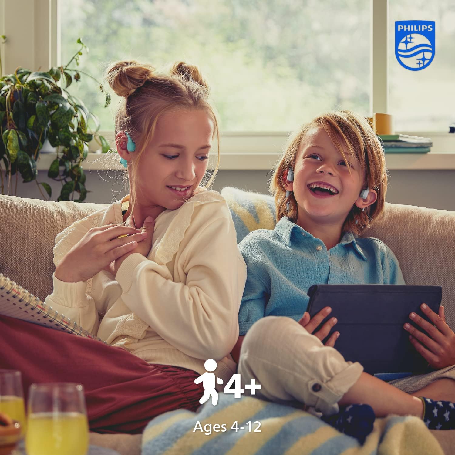 PHILIPS TAK4607GY – Auriculares Bluetooth de conducción ósea para niños con micrófono interno y controles parentales, gris, TAK4607GY