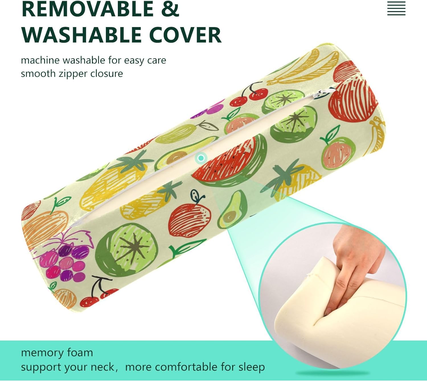 KLL Almohada de almohada sin costuras para el cuello, almohadas redondas, almohadas cilíndricas, funda decorativa, almohada de apoyo lumbar