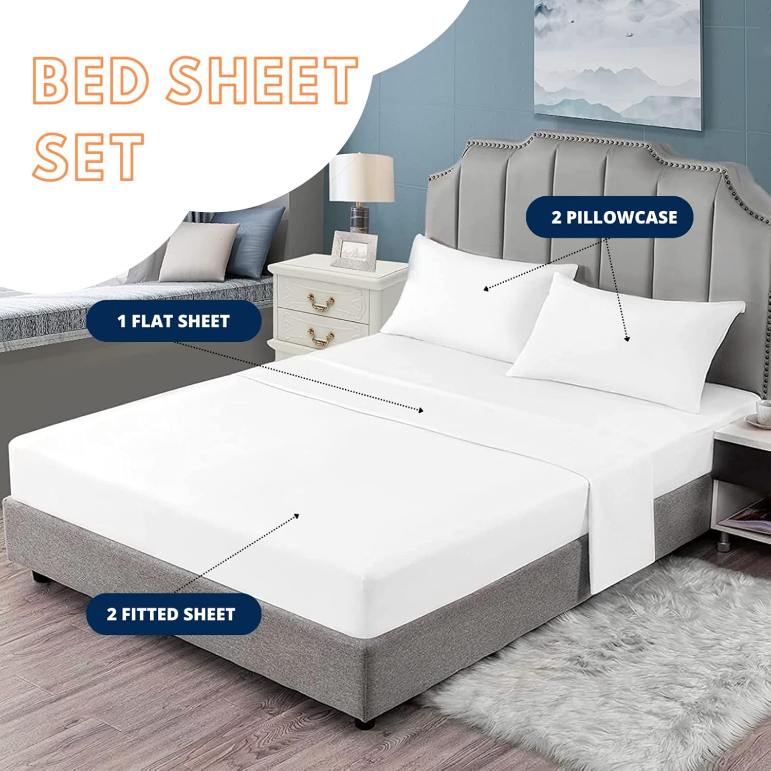 THYUNQ Juego de sábanas divididas tamaño King de Bulldog francés para cama ajustable, lindo perro con patrón de rosas, sábanas y fundas de almohada,