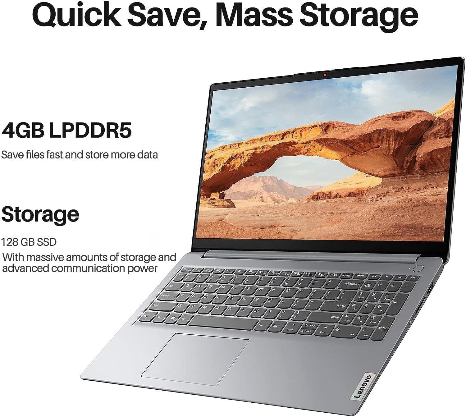 Lenovo IdeaPad 1 Laptop 2024 para negocios y estudiantes, pantalla antirreflejos HD de 15.6 pulgadas, procesador AMD de doble núcleo hasta 3.5 GHz,