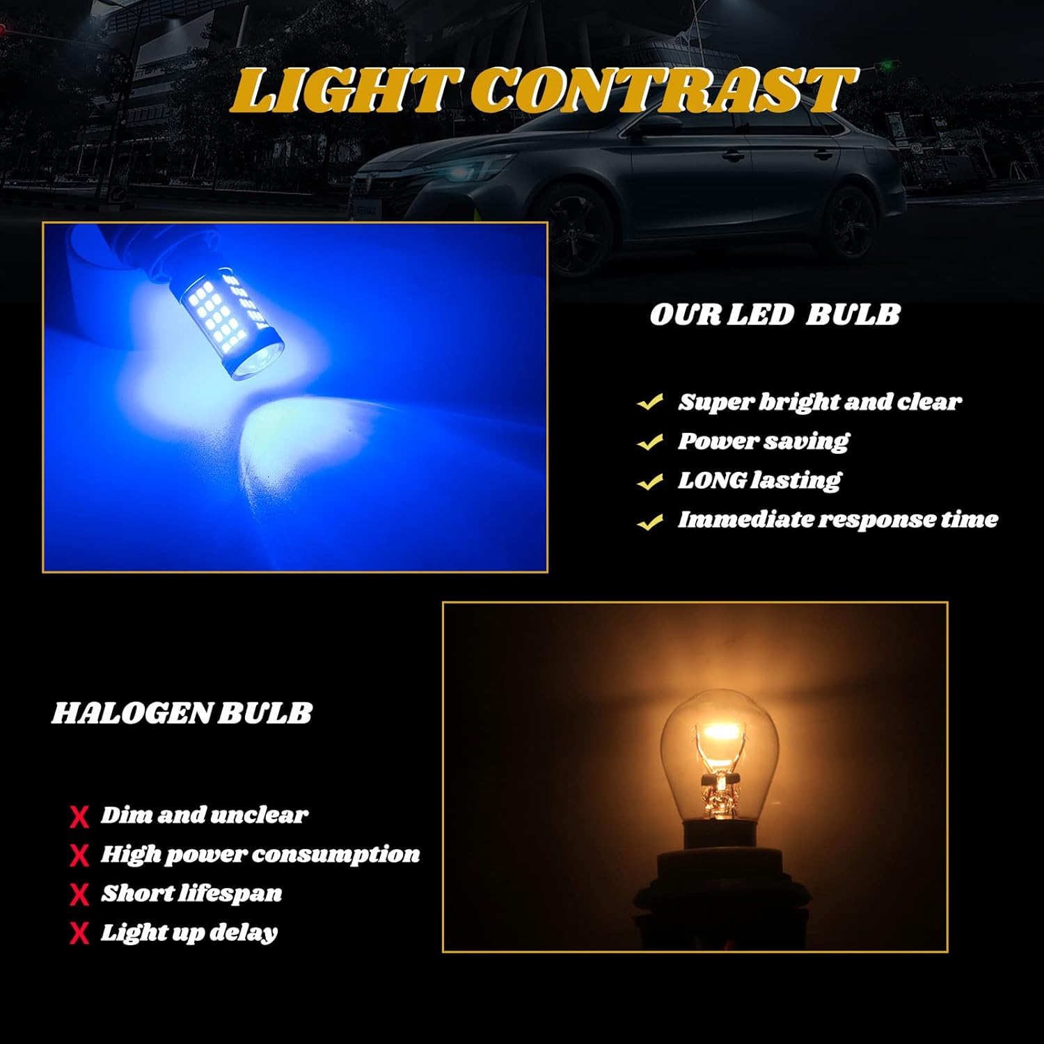 EverBrightt – Paquete de 2 luces LED de señal de giro LED 990 lúmenes 1156 BA15S 2835 66SMD, luces de estacionamiento con lente