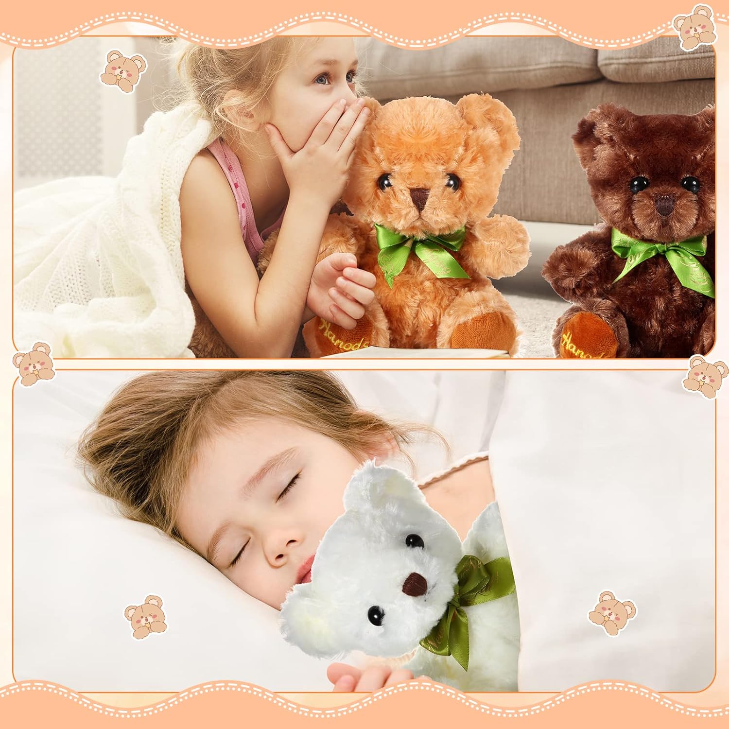 10 piezas de osos de peluche suave, lindos osos para niños y niñas, cumpleaños, día de San Valentín, baby shower, oso recuerdo de fiesta (color