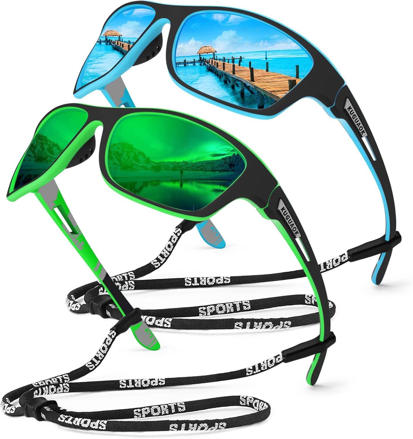 KUGUAOK Sports Polarized Sunglasses for Men Fishing Cycling Running Sun Glasses Lightweight Frame UV Protection Goggles