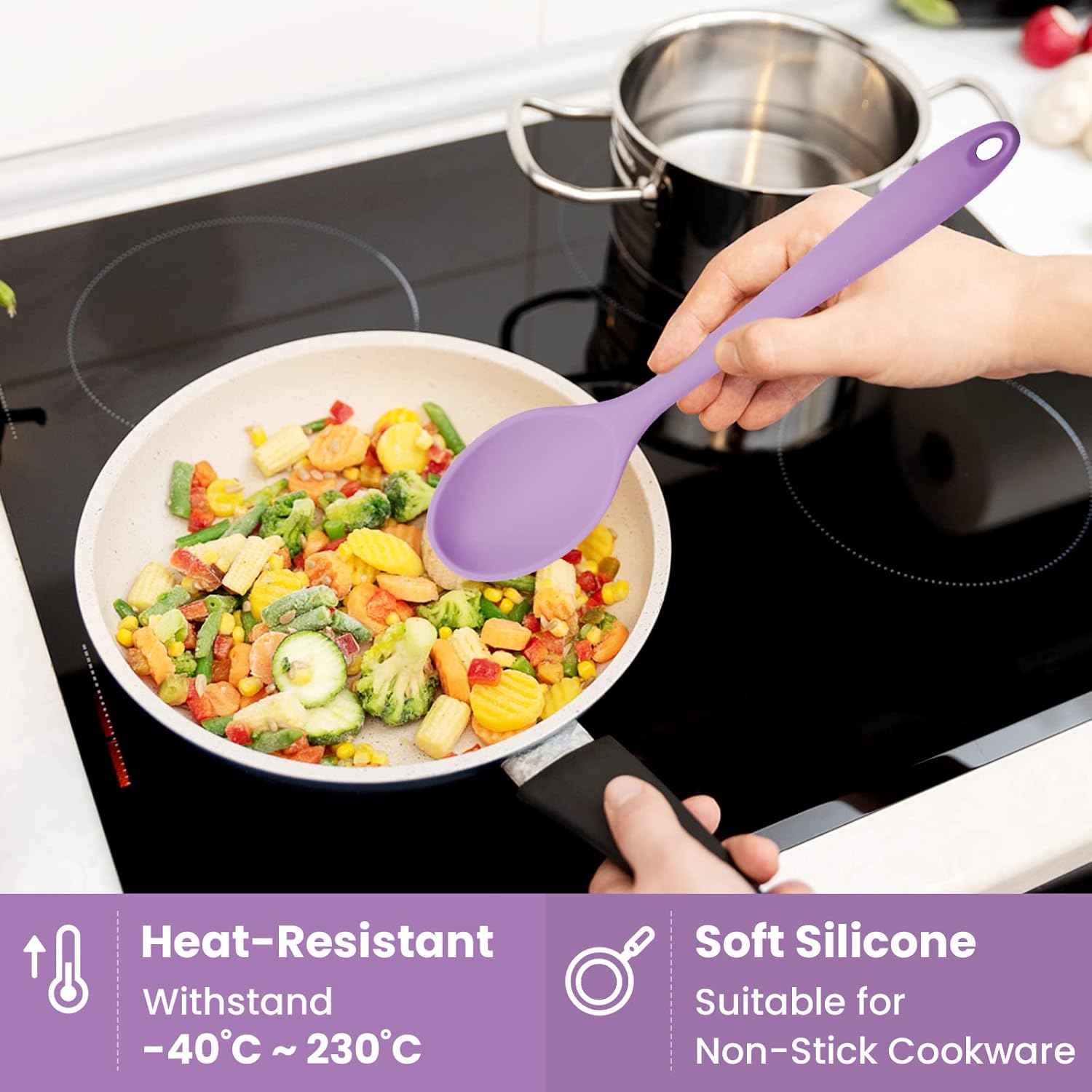 Cucharas para mezclar, cuchara ranurada de silicona, cucharas de silicona para cocinar, cucharas de servir para mezclar, servir, escurrir, agitar,