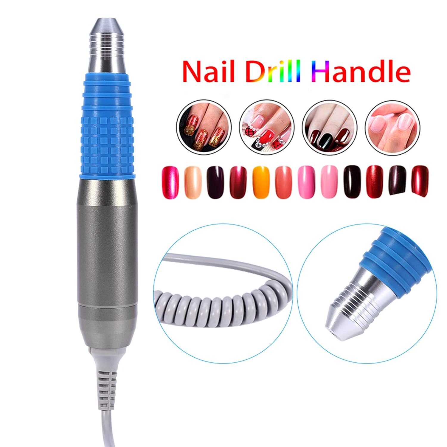 Srliya Taladro eléctrico de uñas, mango eléctrico de taladro de uñas para máquina eléctrica de manicura de uñas, lima de uñas, herramienta de