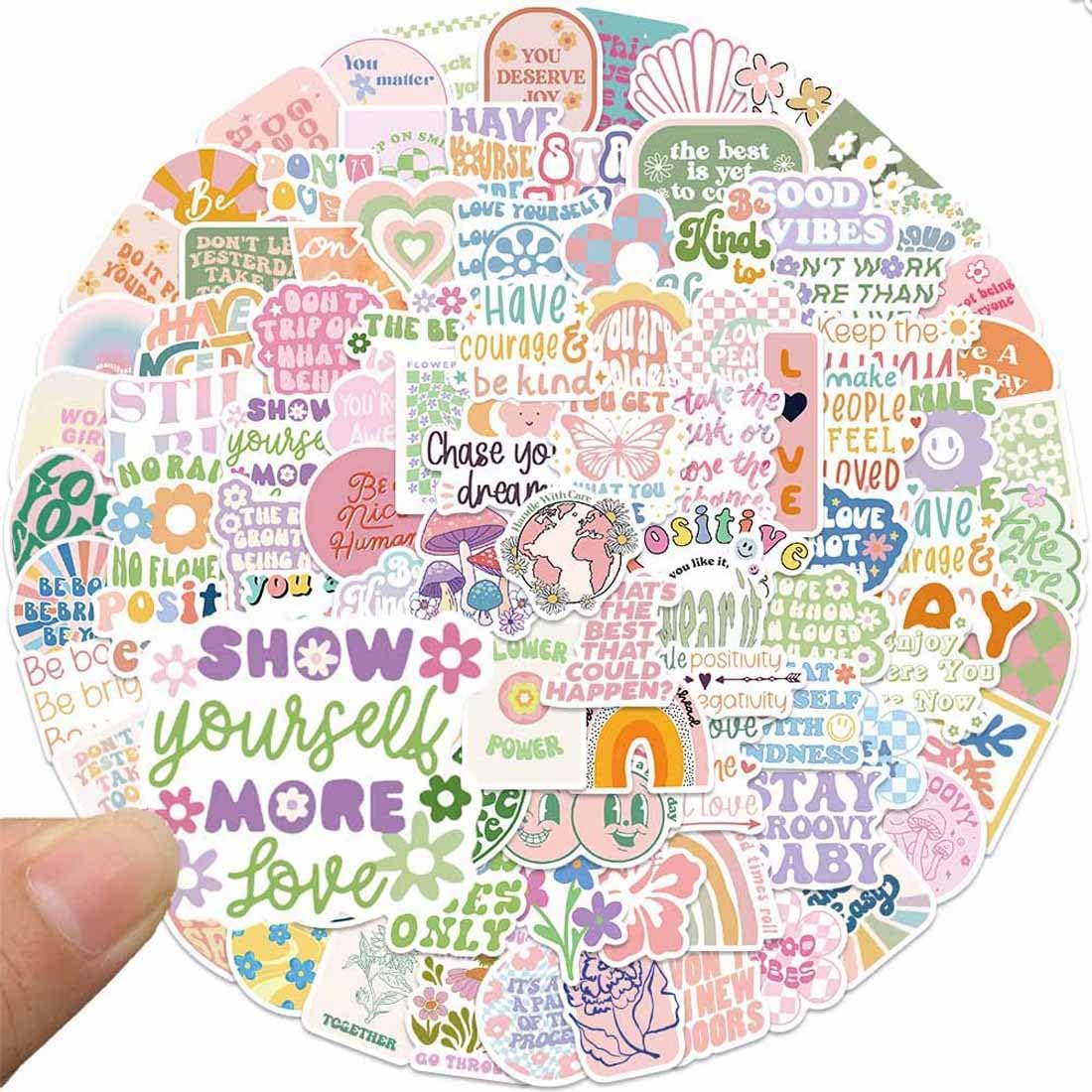 Paquete de 100 calcomanías para niñas, mujeres y niños, 100 calcomanías estéticas impermeables de vinilo para botellas de agua, laptop, teléfono,