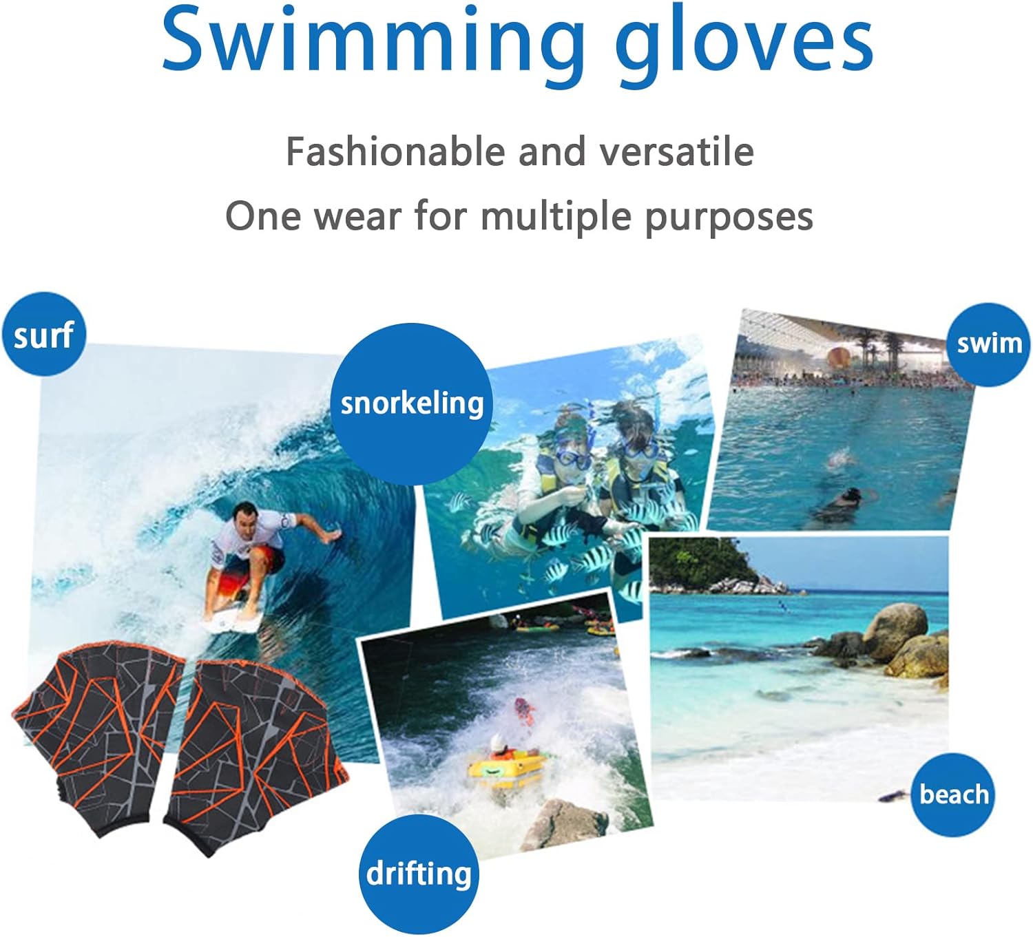 Guantes de entrenamiento de natación, guantes de natación para entrenamiento  Guantes de entrenamiento de natación unisex con aletas de malla para
