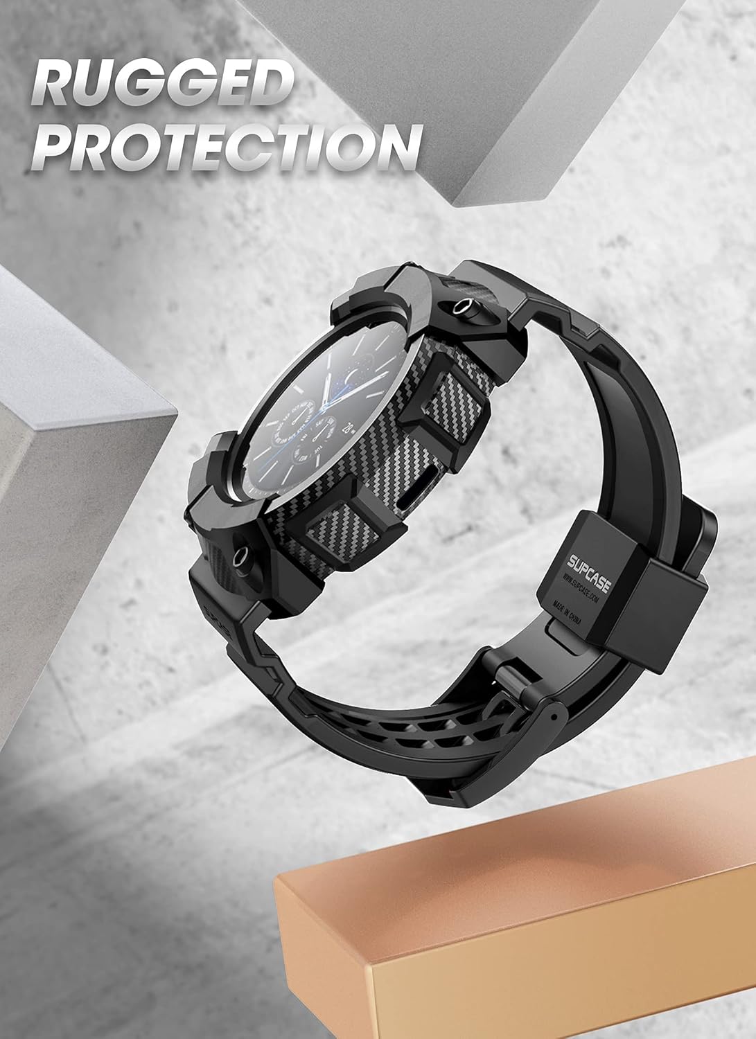 SUPCASE Unicorn Beetle Pro – Funda protectora resistente con correas para Galaxy Watch 3 2020 de 1.772 in, color negro, Poliuretano