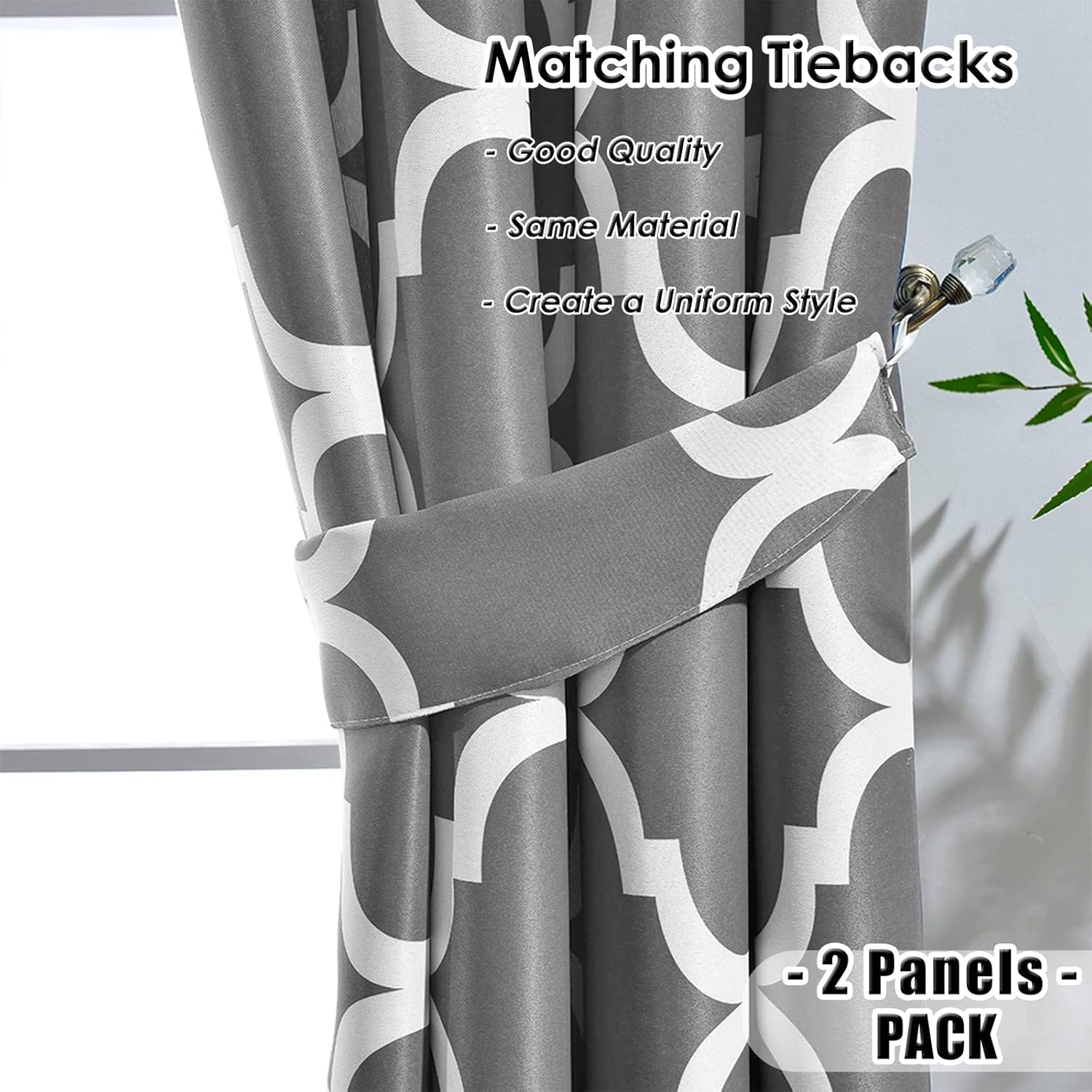 Melodieux Cortinas opacas con ojales para oscurecer la habitación con estampado marroquí para sala de estar, dormitorio, 52 x 84 pulgadas, color