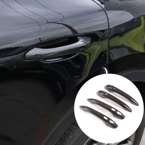 Manija de puerta exterior de fibra de carbono 100% auténtica, para Porsche Macan 2014-2020, accesorios de coche (con agujero) Manija de puerta exterior de fibra de carbono 100% auténtica, para Porsche Macan 2014-2020, accesorios de coche (con agujero)
