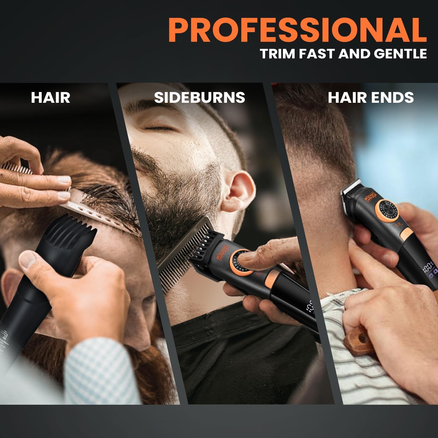 DSP Juego de aseo para hombres  IPX7 resistente al agua inalámbrico con pantalla LED y recortador de barba ajustable de 0.4 a 0.78 pulgadas, ideal