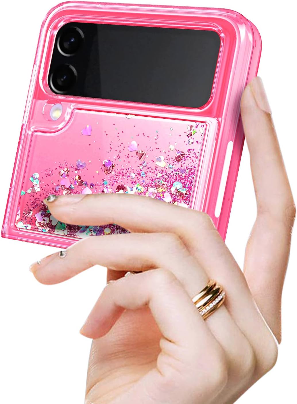 NGB Supremacy Funda compatible con Samsung Galaxy Z Flip 4 5G (2022) con soporte de anillocorrea para la muñeca, funda protectora con purpurina