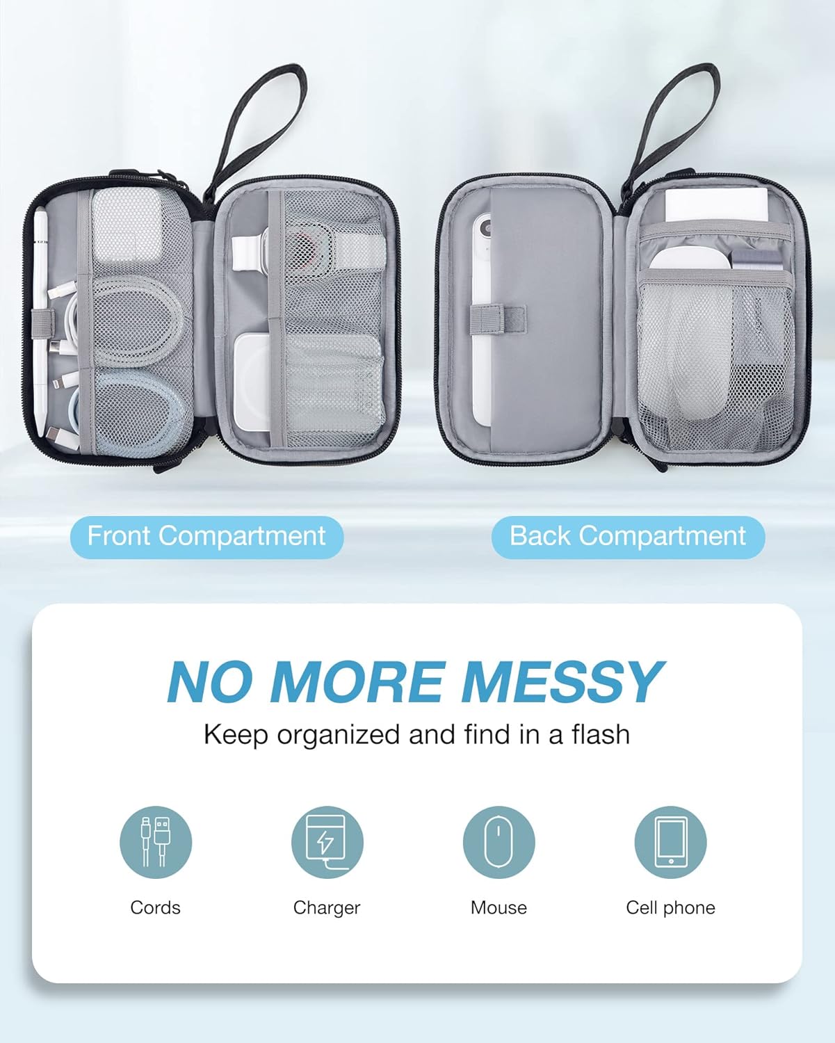 BAGSMART Organizador de cables de viaje, organizador de cables de viaje, organizador electrónico, funda de viaje, artículos esenciales de viaje para