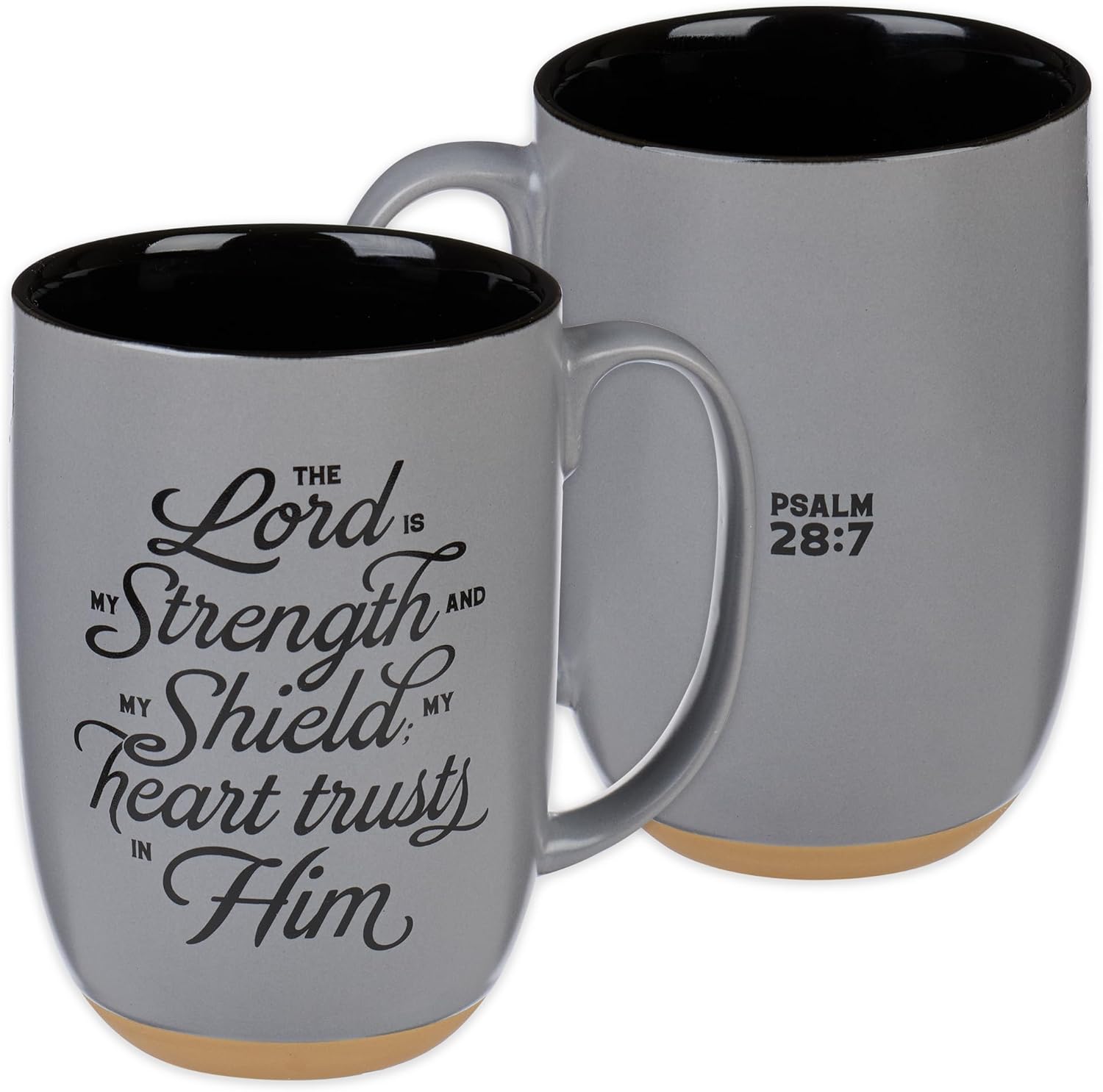 Christian Art Gifts Taza de cerámica para café y té, grande de 15 onzas, con versículo bíblico inspirador para hombres Lord is My Strength, PS 287,