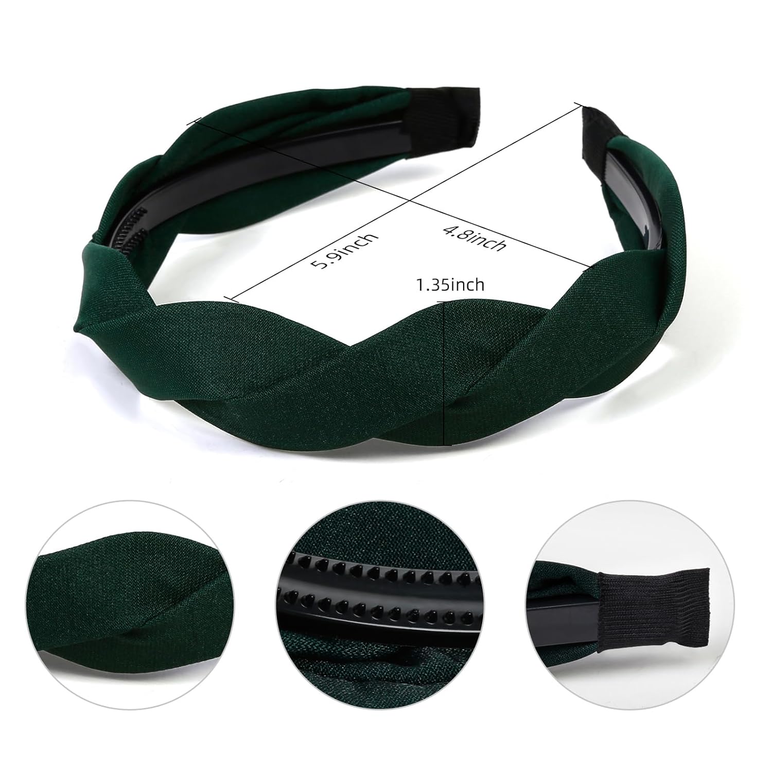 WOVOWOVO Diadema trenzada de 4 piezas para mujeres y niñas, banda ancha para el cabello a la moda, antideslizante, diseño de aro para el cabello,