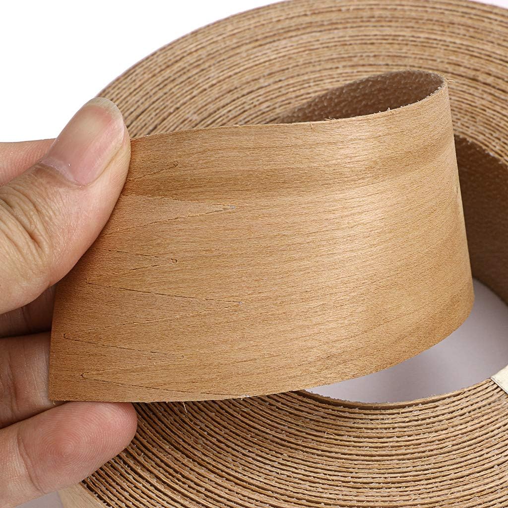 Skelang Cherry – Rollo de 2″ x 50′ de chapa de madera para borde, sin planchar, con adhesivo termofusible, cinta de madera flexible