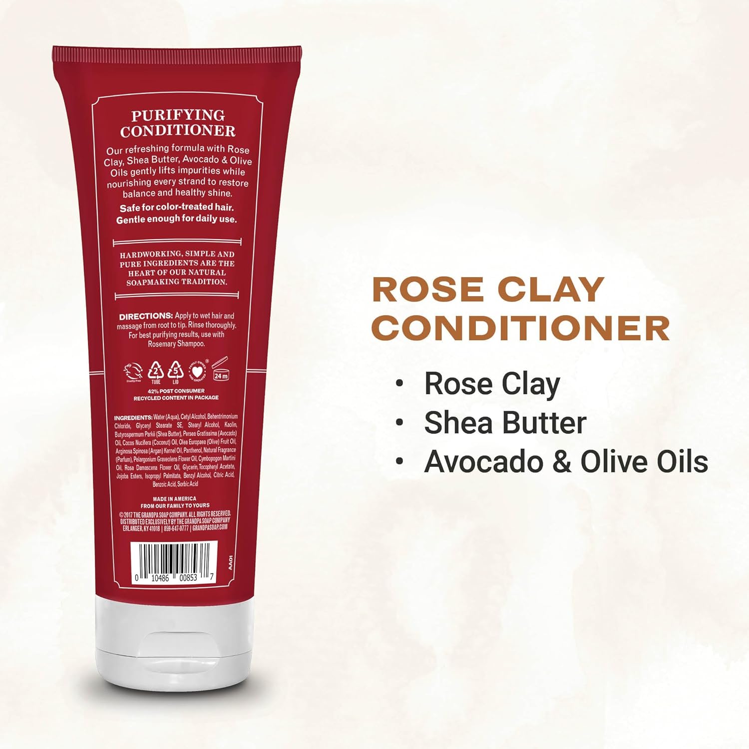 Grandpa’s The Soap Company – Acondicionador profundo de arcilla rosa  Unisex  Arcilla rosa, manteca de karité y aguacate y aceites de oliva  Todo