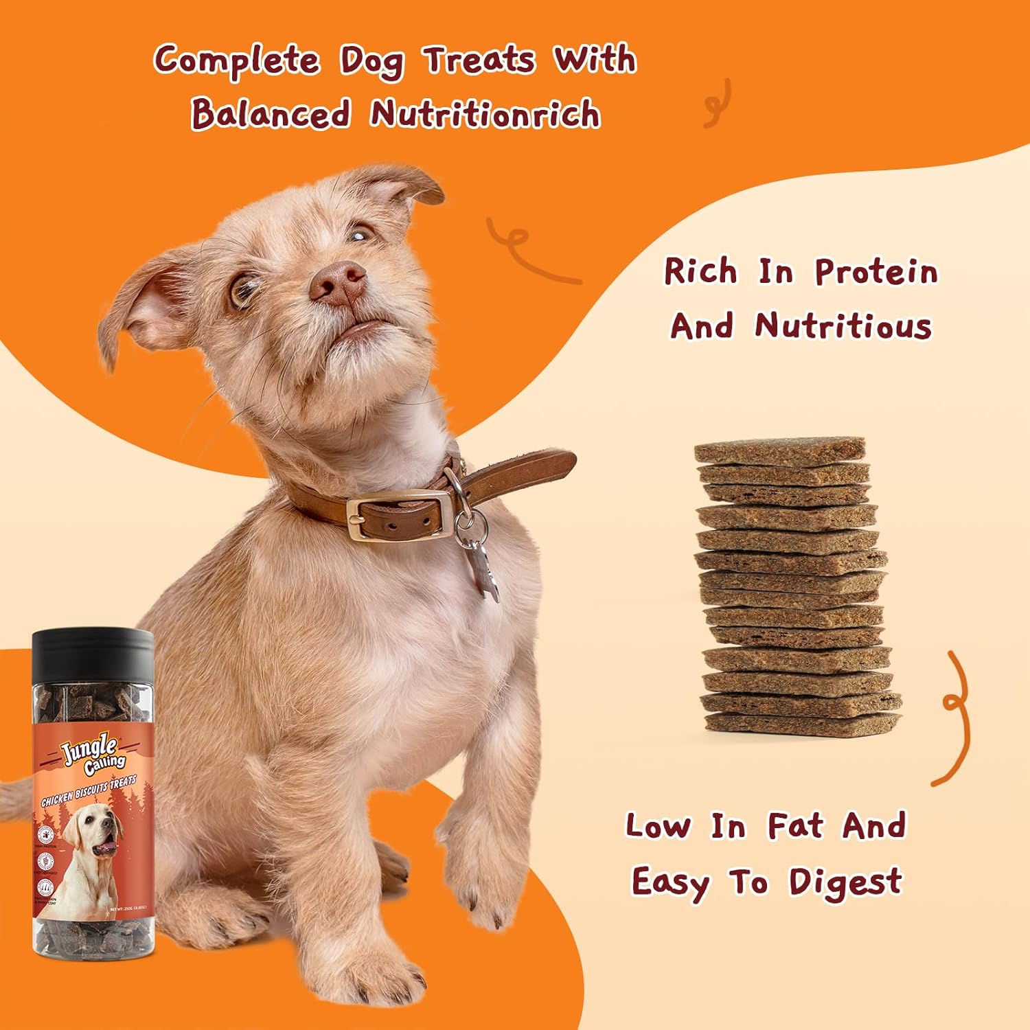 Jungle Calling Golosinas para perros, golosinas naturales de entrenamiento de perros con alto contenido de proteínas con pollo real, mordeduras