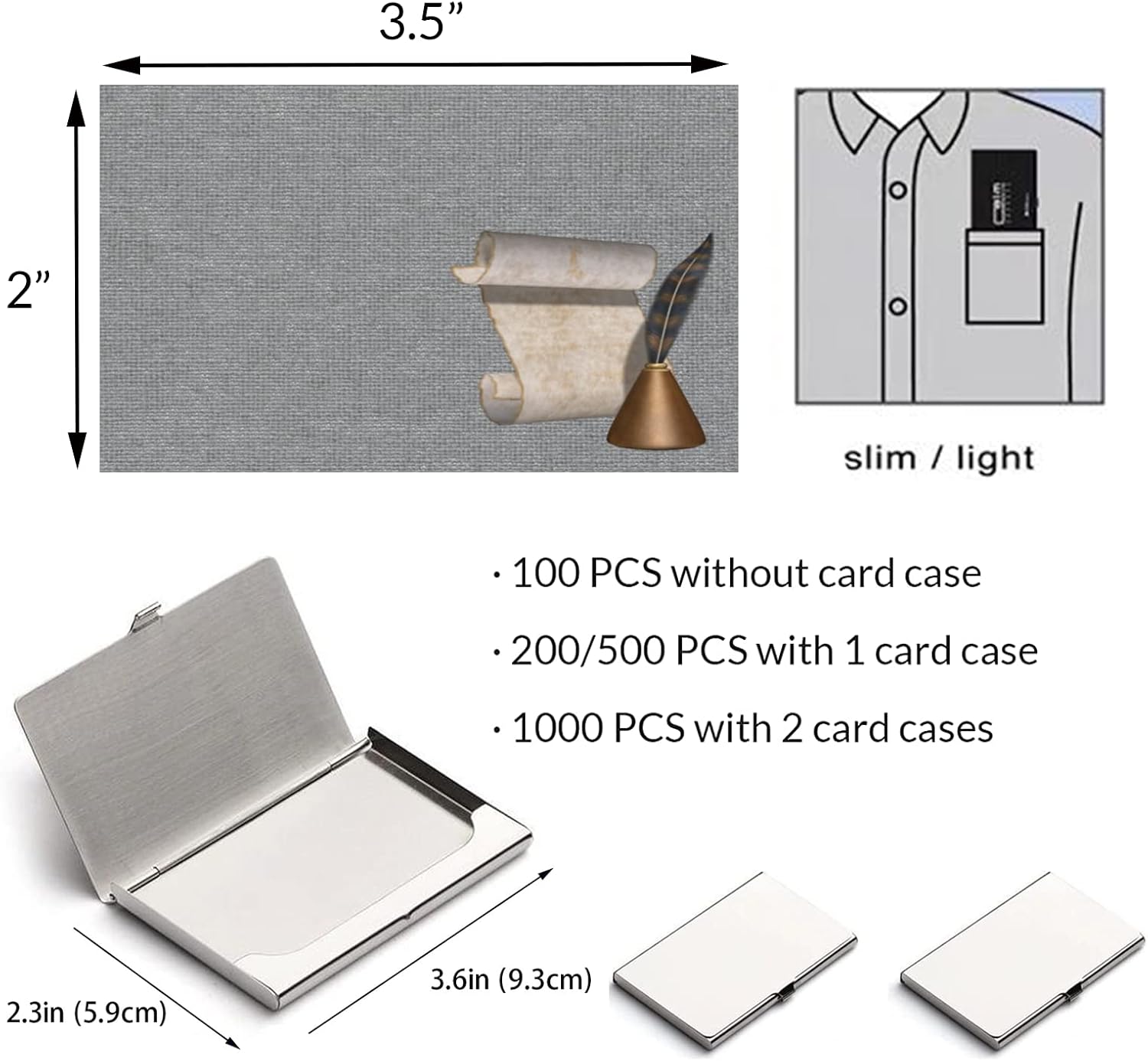 Tarjetas de visita personalizadas, 100 tarjetas de visita de impresión de doble cara, personalizadas con tu logotipo, tarjetas personalizadas de 3.5