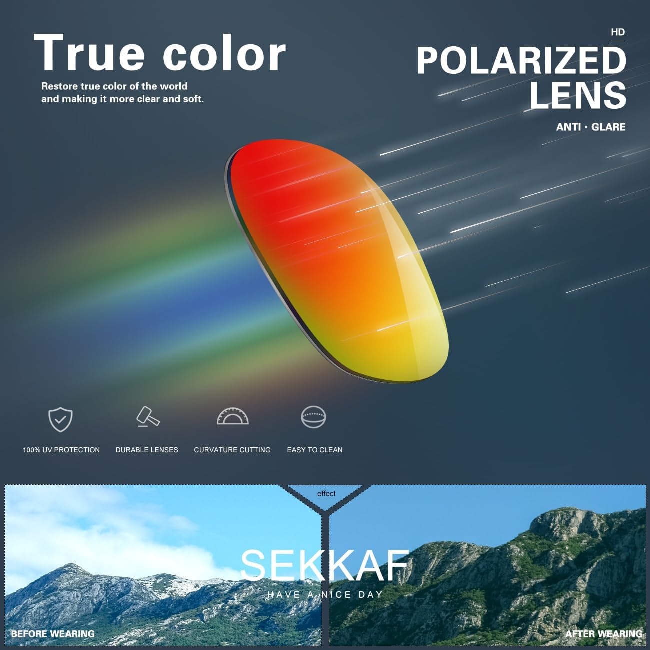 Lentes de sol polarizados para hombres y mujeres, para conducir, deportes, senderismo, gafas de sol, montura cuadrada clásica, protección UV400