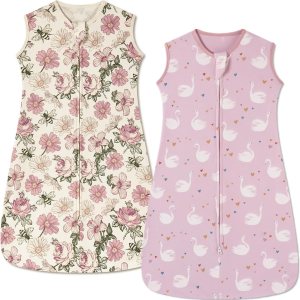 insular Paquete de 2 mantas de algodón para bebé, saco de dormir con cremallera de 2 vías para niños y niñas, unisex insular Paquete de 2 mantas de algodón para bebé, saco de dormir con cremallera de 2 vías para niños y niñas, unisex