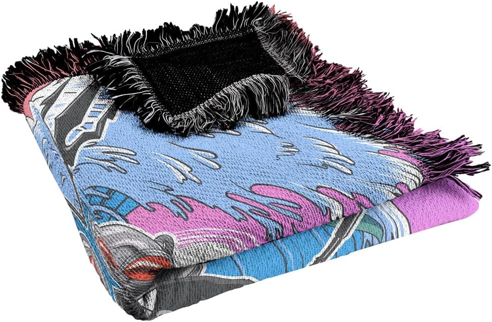 LOGOVISION Aquaman and The Lost Kingdom Blanket, 50″x60″ Black Manta Waves Woven Tapestry Cotton Blend Fringed Throw Blanket