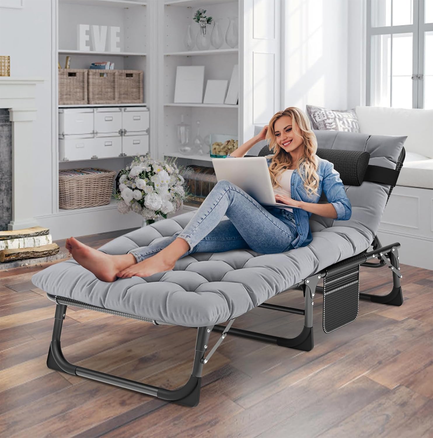 Slsy Cama plegable con colchón, camas plegables para invitados, cuna escondida para adultos, cama plegable portátil con posiciones ajustables para