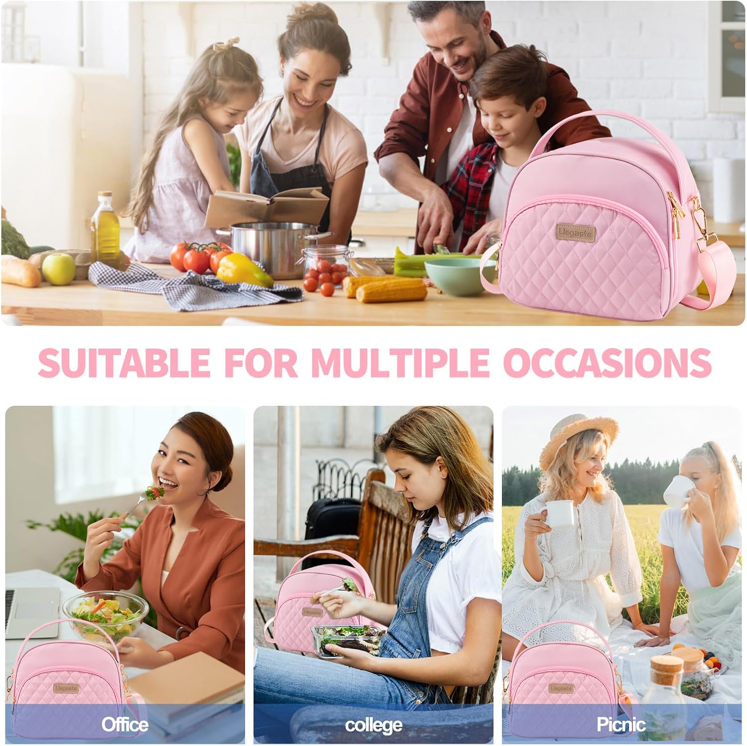 LLEGASTE Bolsas de almuerzo pequeñas para mujeres, loncheras para adultos, bolsas de almuerzo para el trabajo, bolsa de almuerzo aislada para mujeres