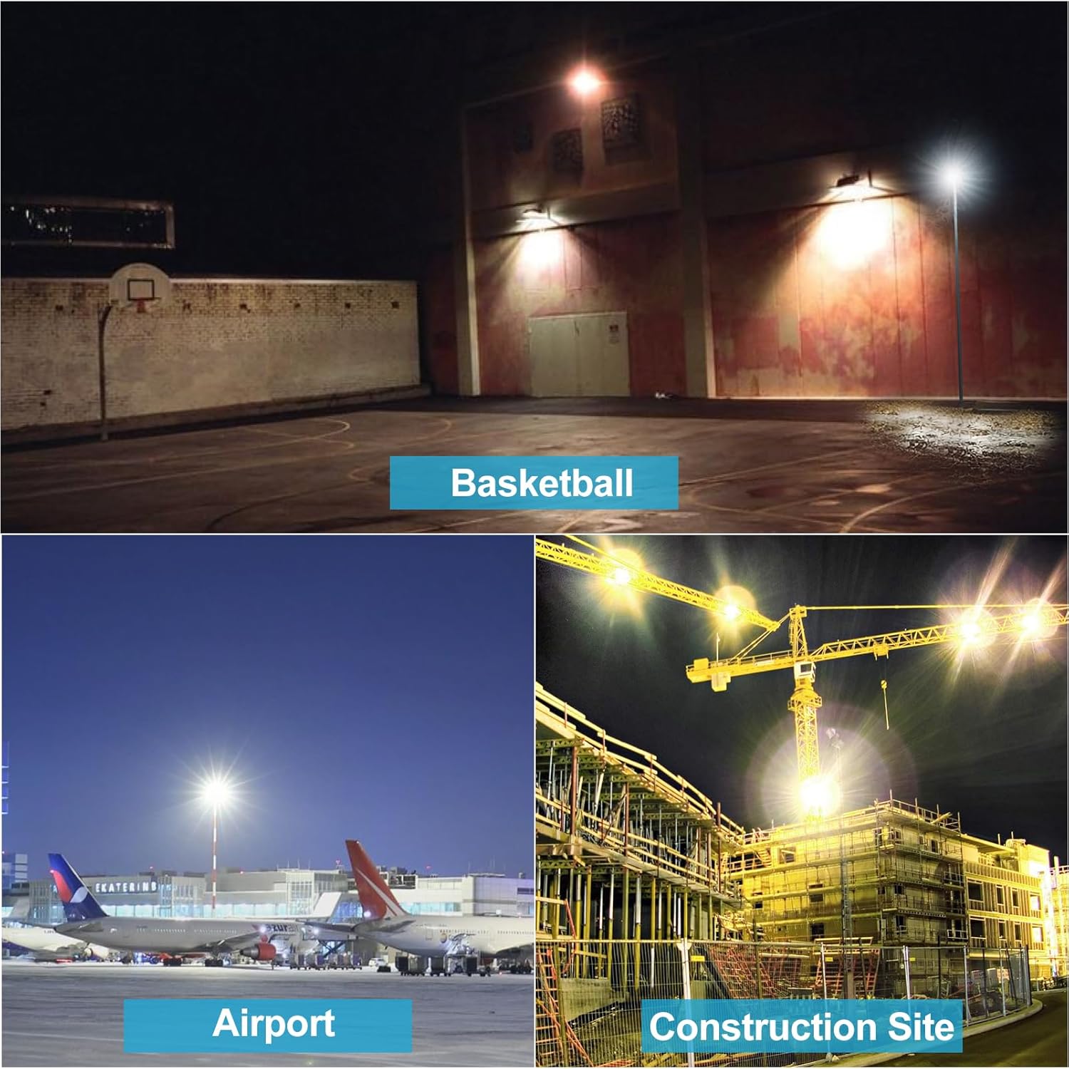 400W LED Flood Light Outdoor 60000Lm Led Stadium Light with Dusk to Dawn photocell, IP65 AC100-277V Commercial Area Lighting with Plug for