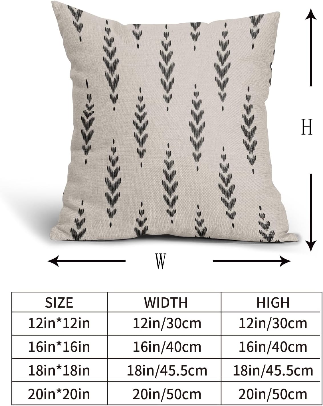 Juego de 2 fundas de almohada bohemias negras de 18 x 18 pulgadas, diseño étnico vintage geométrico con estampado de espiga para exteriores, funda