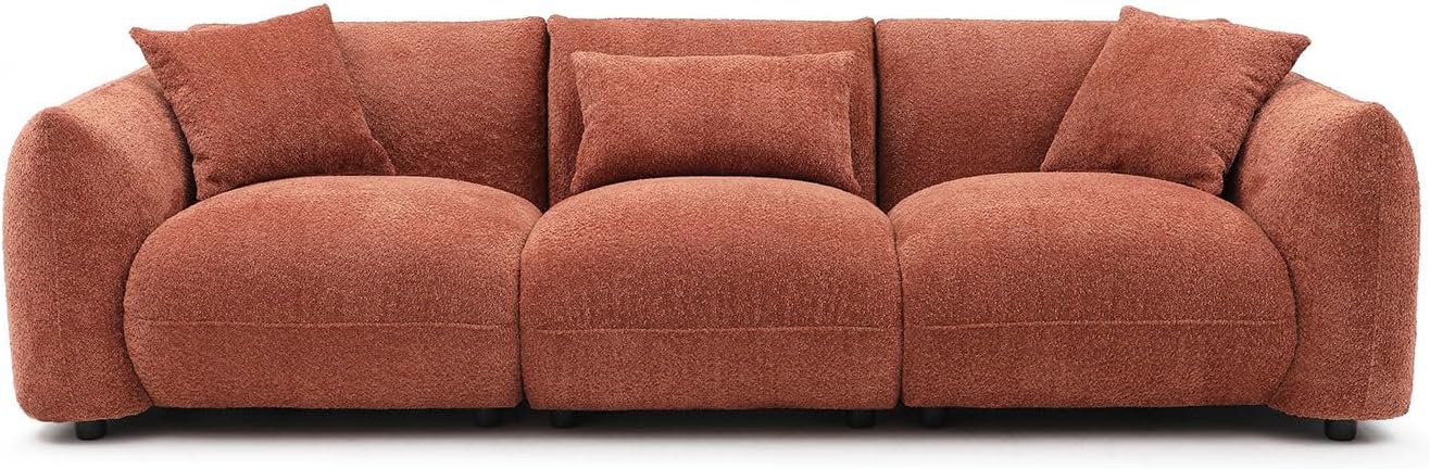 WILLIAMSPACE Sofá modular de 102.36 pulgadas para sala de estar, sofá moderno tapizado en la nube, sofá Boucle con 3 almohadas, 4 asientos de