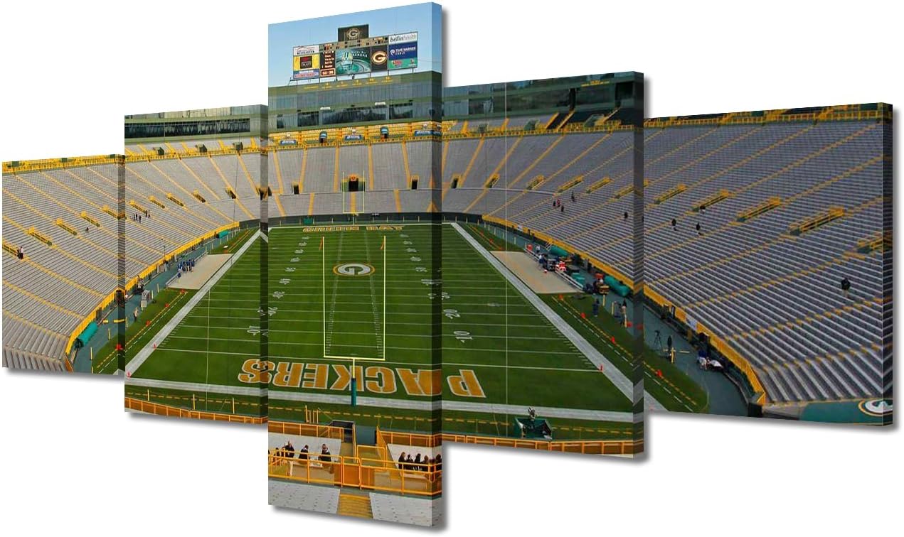 Lienzo decorativo para pared, oficina, campo Lambeau, arte de pared, arte moderno de Green Bay, estadio de fútbol, arte de pared rústico para sala