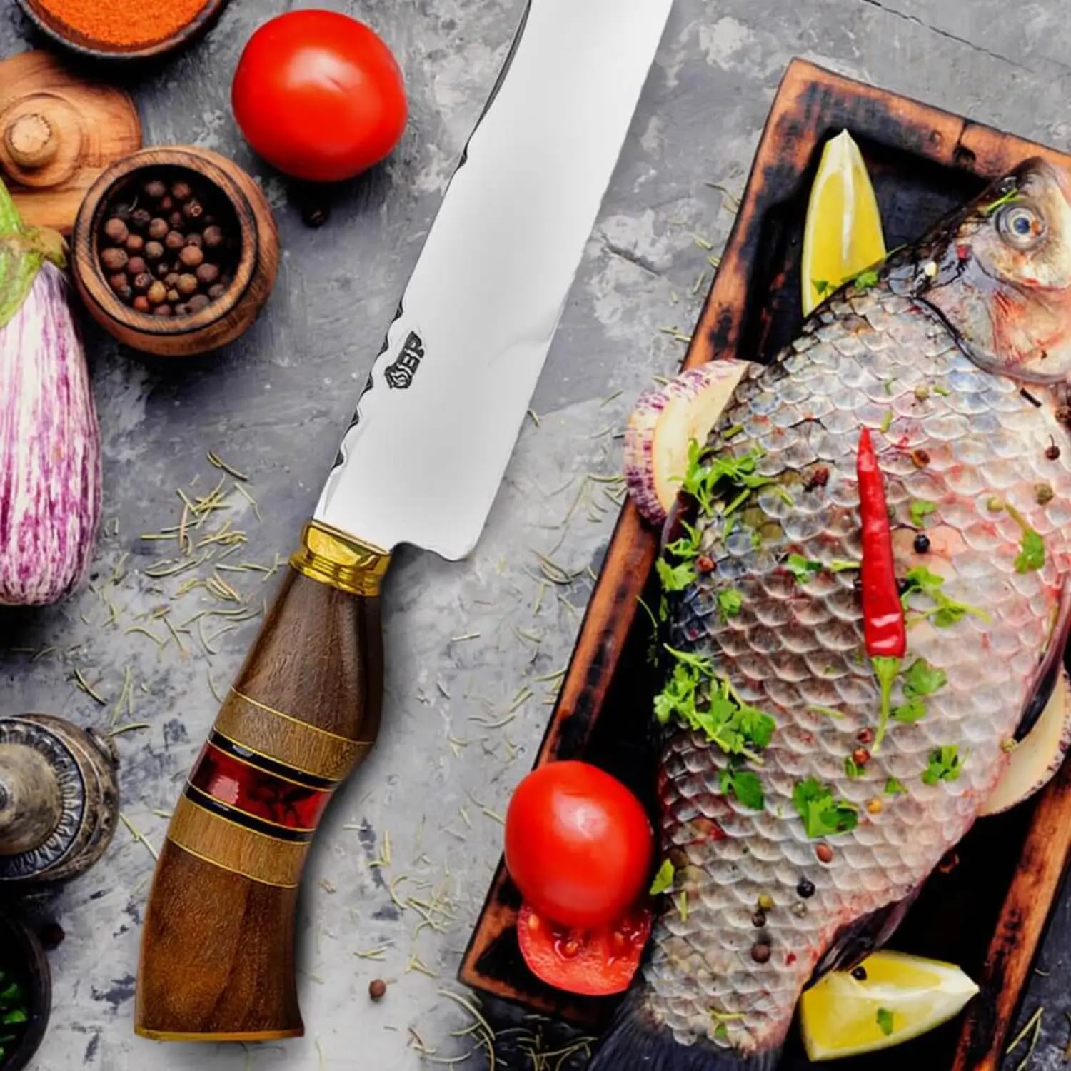 Chef Versatile – Cuchillo tradicional de acero inoxidable (10.0 in), color azul