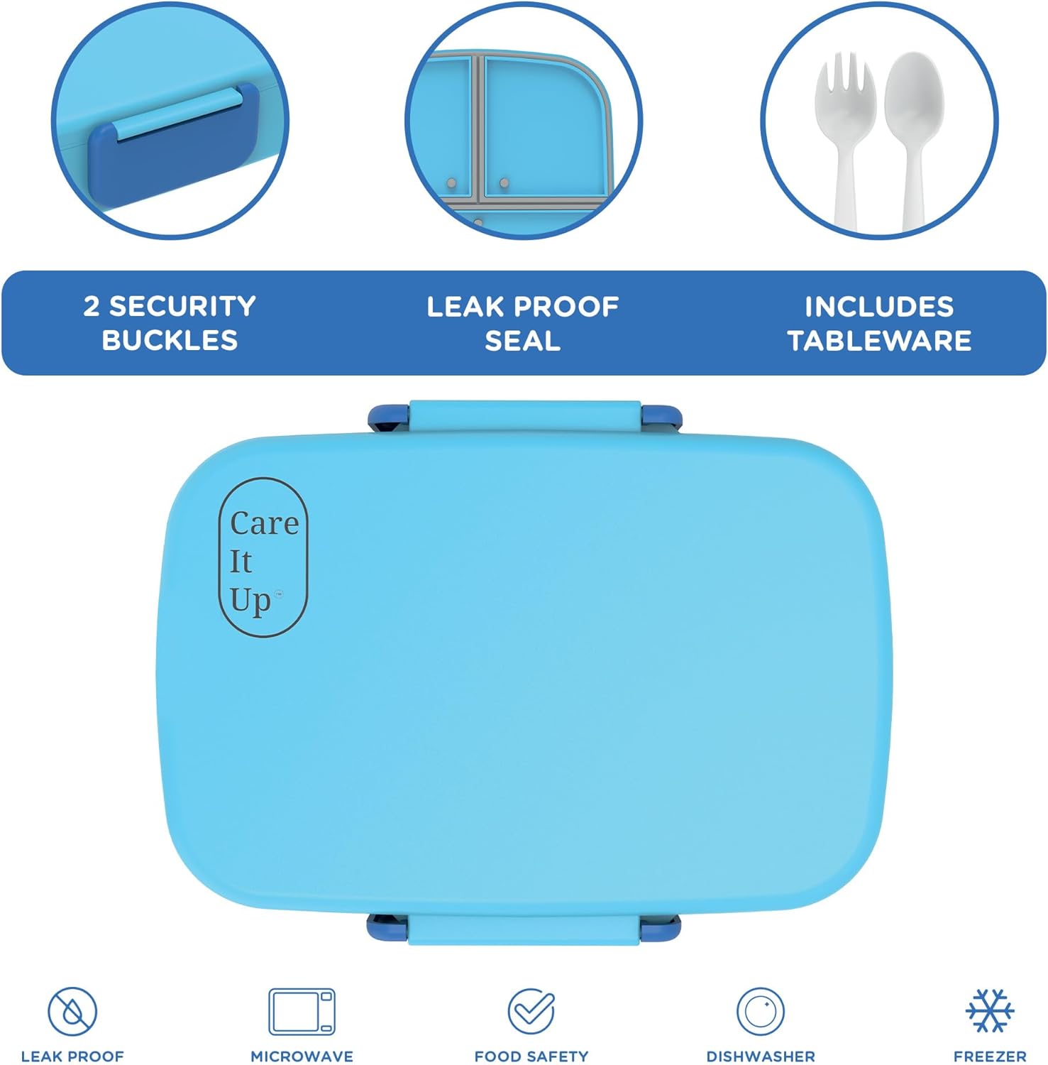 Lonchera Bento para niños y niñas con juego de cubiertos, hojas de calcomanías (más de 5 años), caja de almuerzo de 3 compartimentos a prueba de