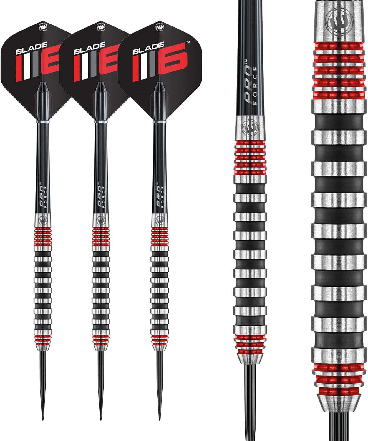 Winmau Advance 500 Series – Juego de dardos de punta de acero rojo de 0.85oz