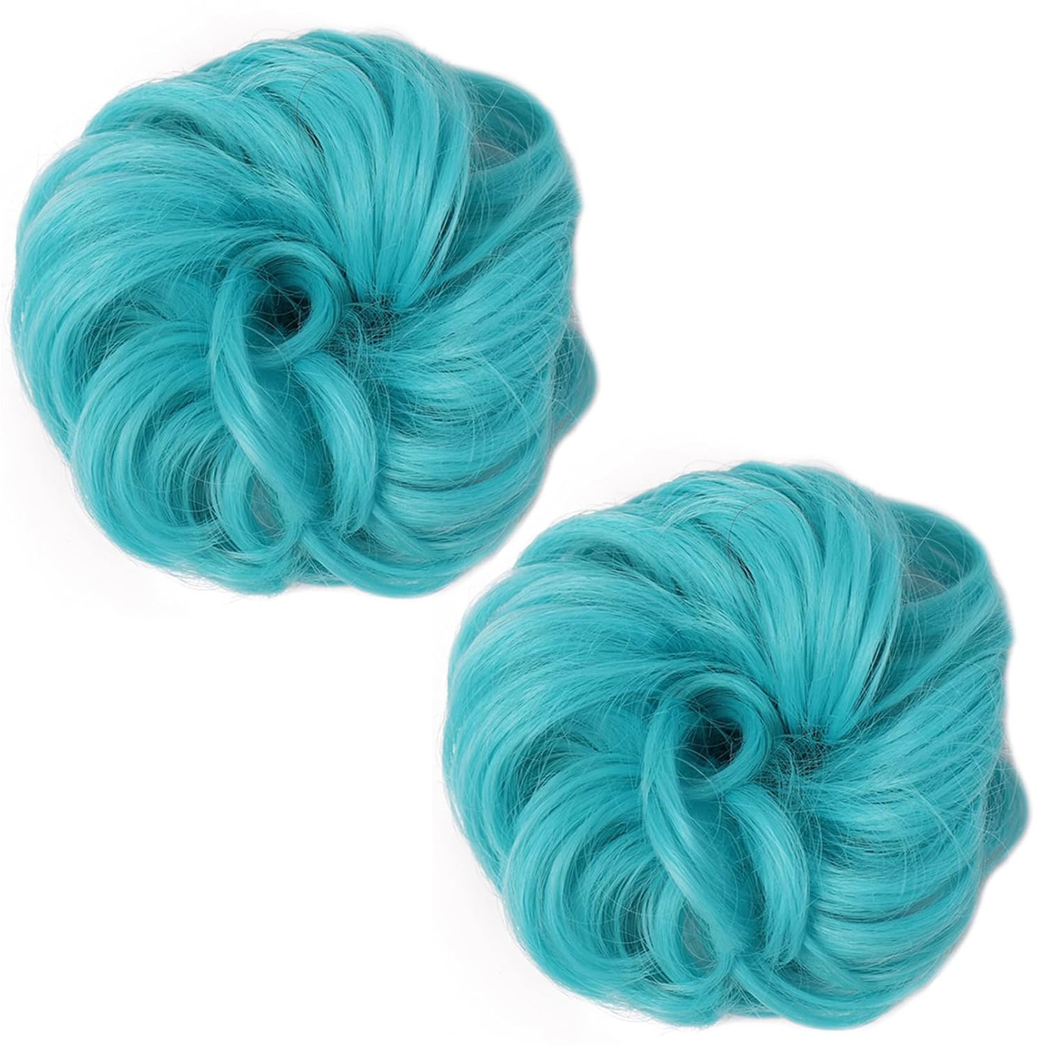 2 piezas de cabello de moño desordenado, extensiones de cabello sintético grueso, recogido, rizado, ondulado, cola de caballo para mujeres y niñas,